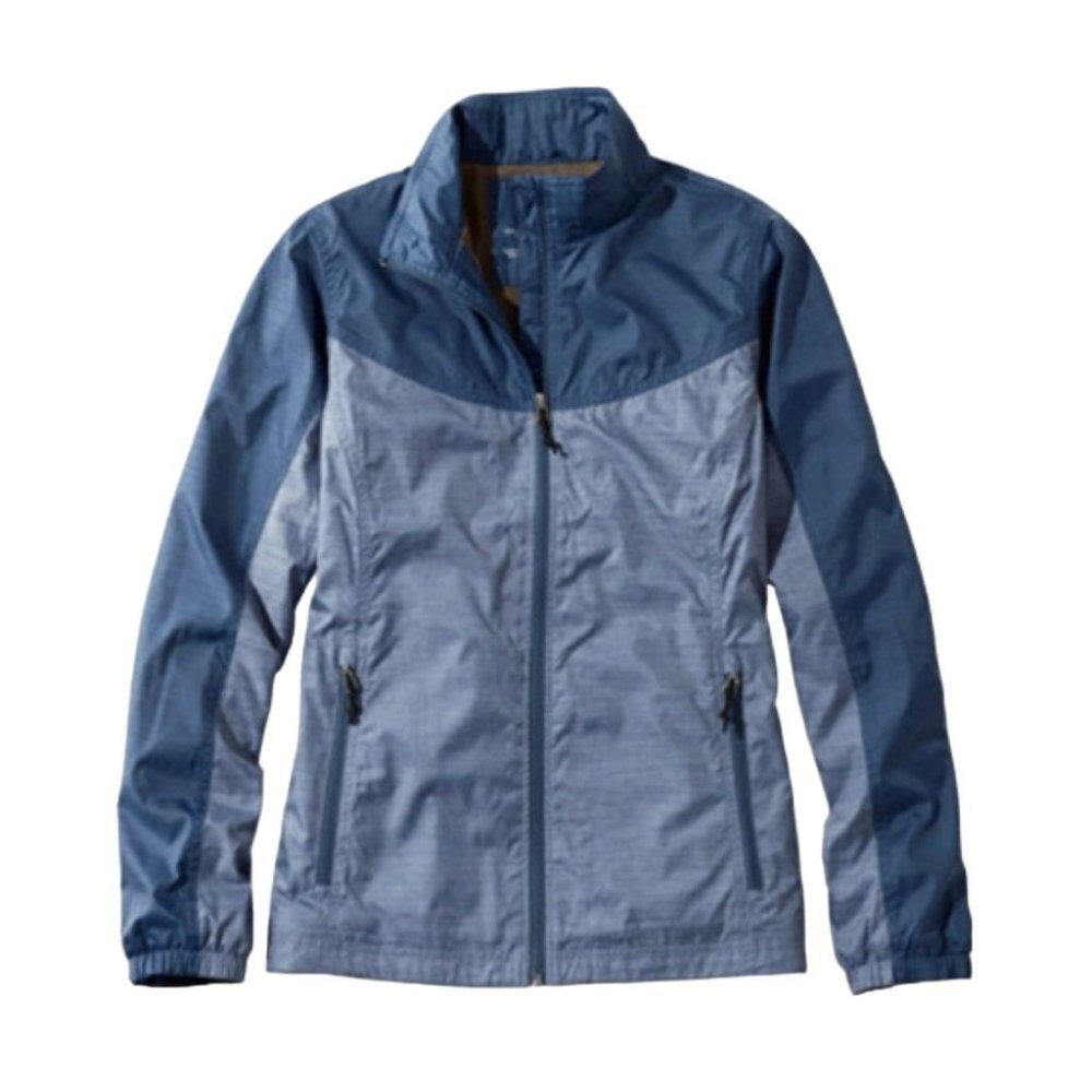 L.L.Bean Casco Bay Windbreaker Jacket Small‎ Blue Grey Packable Water Resistant